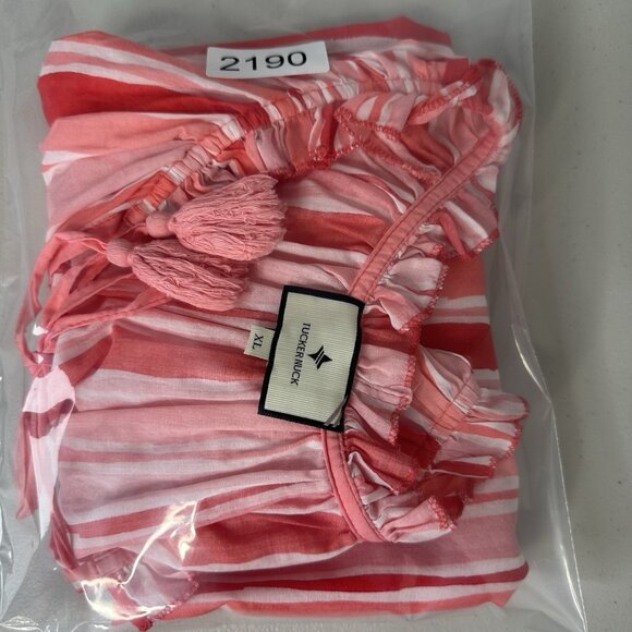 Tuckernuck Cassis Sunrise Stripes Top XL Pink Gauzy Peasant - Picture 12 of 12
